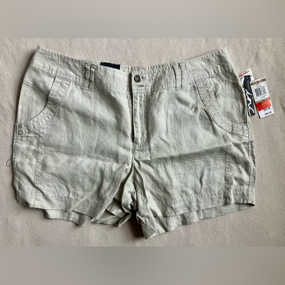 Women’s 100% Linen Bermuda Shorts with Rhinestone Detail size 12